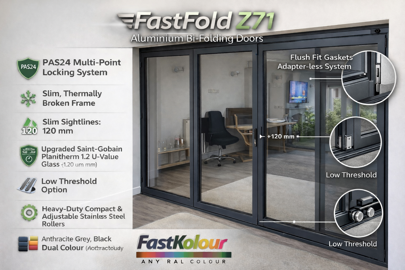 FastFold Z71 Aluminium Bi-Folding Door Technical Specification